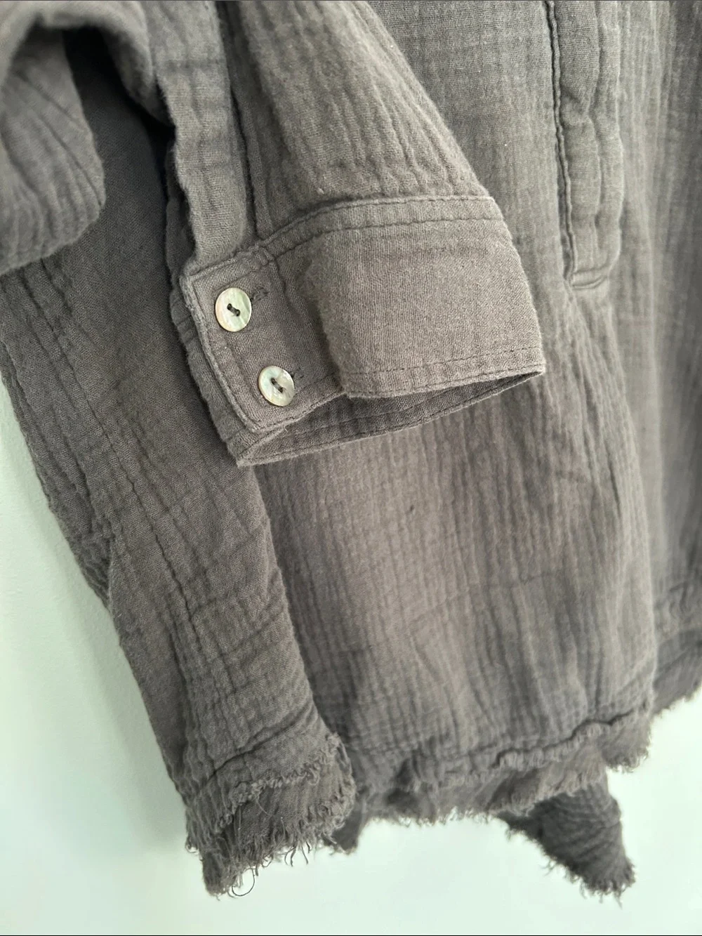 Free People Washed Charcoal Button Popover Tunic